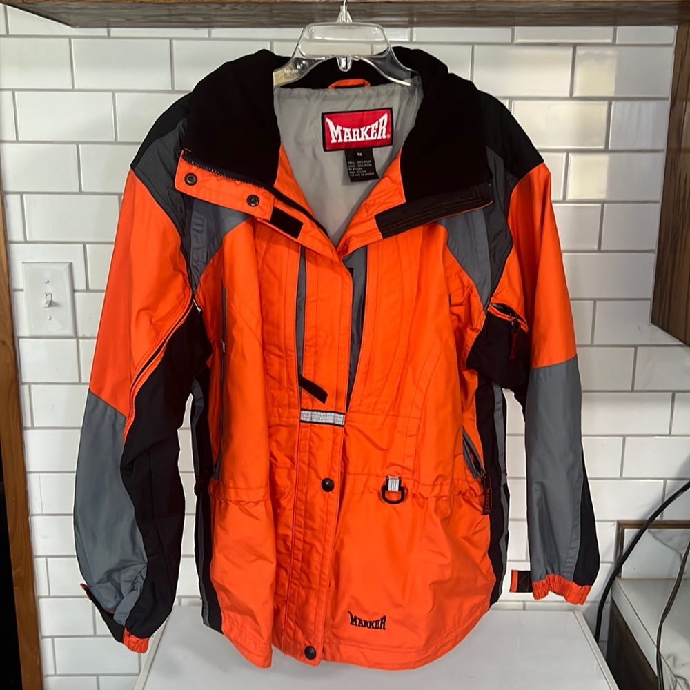 MARKER Men’s Orange Black Gray Ski Snowboard Jacket Size 12